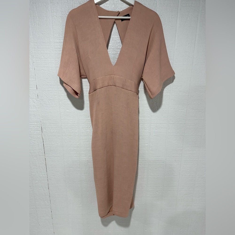 Topshop open back belted midi dress size 8